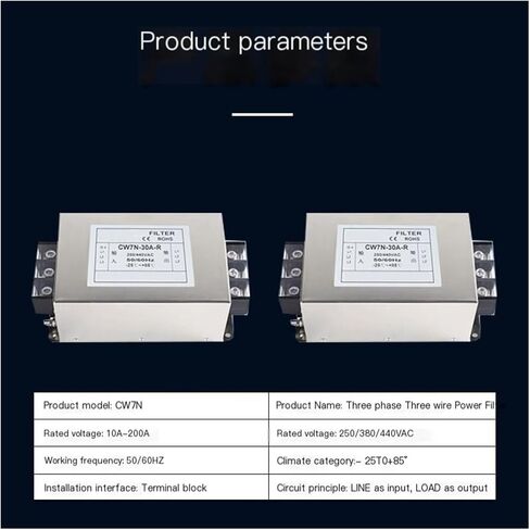 CW7N Three-Phase Three-Wire AC Variable Frequency Power Filter 380V220 Anti-Interference Purifier Terminal(Three Phase Terminal CW7N 20A R) in Saudi Arabia