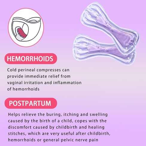 Postpartum Cold Pack, Perineal Cooling Pad Pregnancy & Hemorrhoid Pain Relief, Postpartum Ice Pack Pads with 2 Washable Sleeves (Blue (4 ice Pack+2 Fabric Cover)) in Kuwait