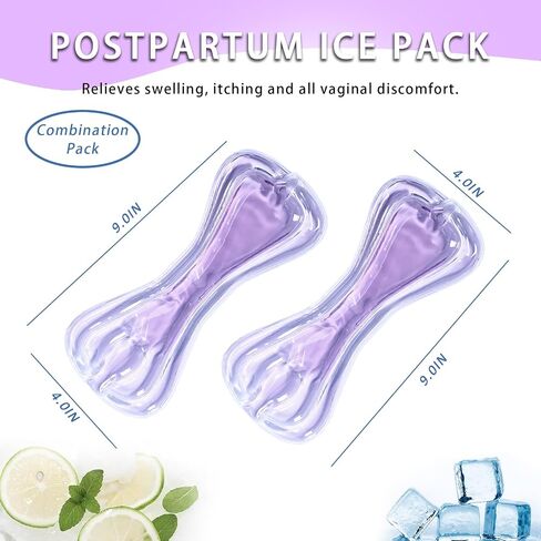 Postpartum Cold Pack, Perineal Cooling Pad Pregnancy & Hemorrhoid Pain Relief, Postpartum Ice Pack Pads with 2 Washable Sleeves (Blue (4 ice Pack+2 Fabric Cover)) in Kuwait
