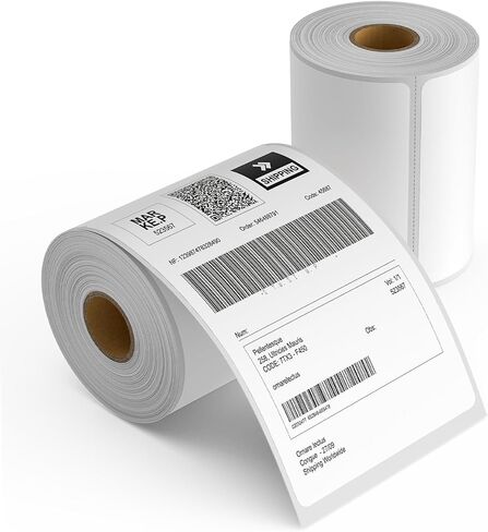 2 Rolls 4" x 6" Direct Thermal Printer Label, 250 Labels/Roll, Total 500 Thermal Shipping Labels, Strong Adhesive, Commercial Grade, Perforated, Compatible with Most Thermal Printers (NOT for DYMO) in Kuwait