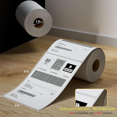 2 Rolls 4" x 6" Direct Thermal Printer Label, 250 Labels/Roll, Total 500 Thermal Shipping Labels, Strong Adhesive, Commercial Grade, Perforated, Compatible with Most Thermal Printers (NOT for DYMO) in Kuwait