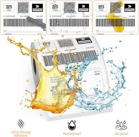 2 Rolls 4" x 6" Direct Thermal Printer Label, 250 Labels/Roll, Total 500 Thermal Shipping Labels, Strong Adhesive, Commercial Grade, Perforated, Compatible with Most Thermal Printers (NOT for DYMO) in Kuwait