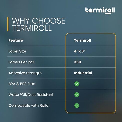 4x6 التسميات الحرارية-350 ملصقات/لفة-حرارية مباشرة ، غير معبدة-متوافقة مع Rollo ، Zebra ، Idprt ، Munbyn-لاصق قوي ، خالي من BPA-الدرجة التجارية بواسطة Termiroll by Termiroll in Saudi Arabia