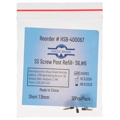 400067 HSB Screw Posts S6#6 قصيرة 7.8 مم من الفولاذ المقاوم للصدأ 12/PK in Kuwait