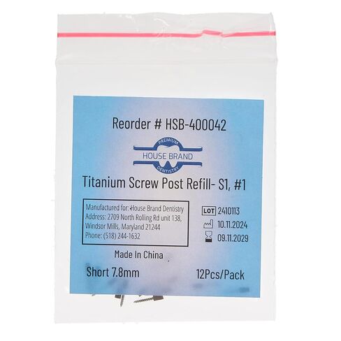 400042 HSB Titanium Screw Posts S1#1 Short 7.8mm 12/PK in Kuwait