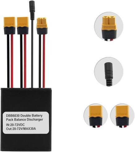 ZJchao Double Battery Discharge Converter, Electric Bike Battery Connector, DC 20V-72V Dual Batteries Parallel Module Adapter for Batteries and Controllers (30A) in Saudi Arabia
