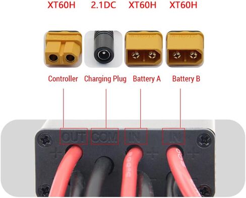 ZJchao Double Battery Discharge Converter, Electric Bike Battery Connector, DC 20V-72V Dual Batteries Parallel Module Adapter for Batteries and Controllers (30A) in Saudi Arabia
