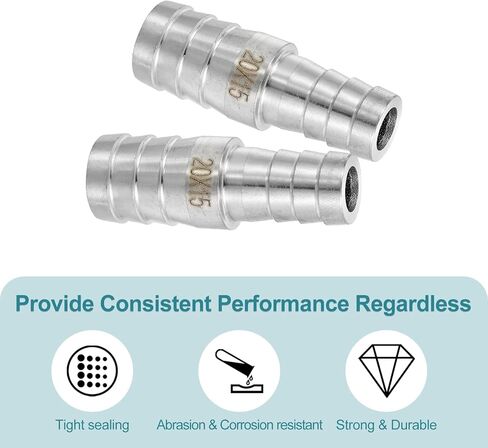 uxcell 2Pcs 5/8" to 1/2" Hose Barb Reducer Pipe Fitting, 304 Stainless Steel Hose Pipe Fitting Sanitary Adapter for Vacuum Systems, Industrial Pipe Connections, Silver in Saudi Arabia