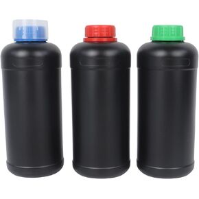KLMNOP 3 Pack 1000ml Darkroom Storage Storage ، حاويات بلاستيكية فوتوغرافية مع أكواب قياس ، حاوية سائلة لمعالجة صور الفيلم (أسود) in Kuwait