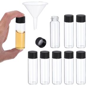 PATIKIL 20ml Clear Glass Vials, 8 Pack Sample Vials with Screw Cap Reagent Media Bottle with Funnel Leak-Proof Liquid Sample Glass Vial for Lab Laboratory in Saudi Arabia
