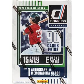 2025 Panini Donruss Baseball Hobby Blaster Trading Card Box (1 Autograph or Memorabilia Card, 3 Hobby Blaster-Exclusive Red and Blue Laser Parallels and 12 Inserts and Parallels per Box on Average) in Kuwait