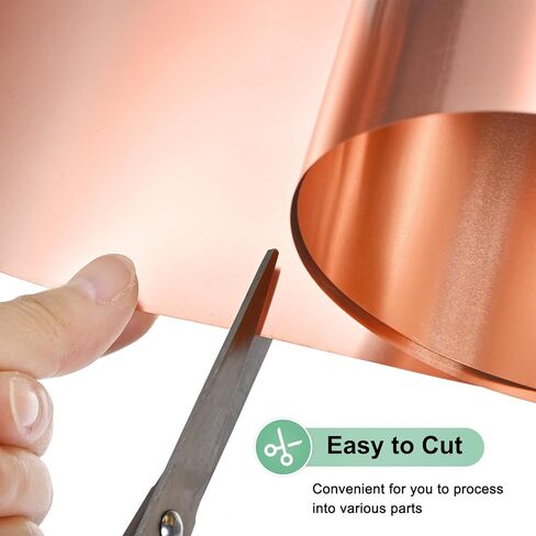Thin Copper Sheet Roll, 3500mm x 200mm x 0.01mm / 11.5ft x 7.9" x 0.0004" (LxWxT) Soft Pure Copper Foil Sheets, Metal Flashing Strip Plate for Crafts/Electricity/DIY Projects in Saudi Arabia