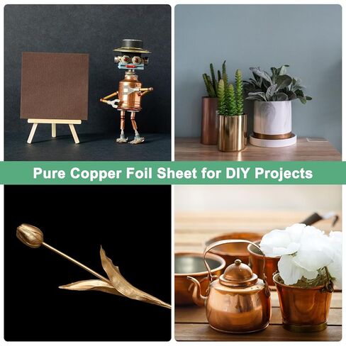 Thin Copper Sheet Roll, 3500mm x 200mm x 0.01mm / 11.5ft x 7.9" x 0.0004" (LxWxT) Soft Pure Copper Foil Sheets, Metal Flashing Strip Plate for Crafts/Electricity/DIY Projects in Saudi Arabia