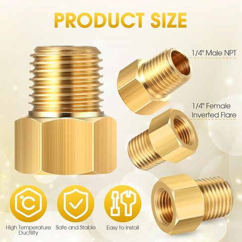 Frienda 1/4 Inch Male NPT x 1/4 Inch Female Inverted Flare Propane Fitting Reducer Brass Female Pipe Adapter Bushing Reducer Threaded Pipe Connector for Fuel Convert(1 Pcs) in Saudi Arabia
