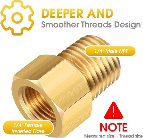 Frienda 1/4 Inch Male NPT x 1/4 Inch Female Inverted Flare Propane Fitting Reducer Brass Female Pipe Adapter Bushing Reducer Threaded Pipe Connector for Fuel Convert(1 Pcs) in Saudi Arabia