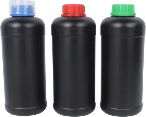 Klmnop 3 Pack 1000ml Darkroom Chemical Storage Bottles, Photographic Plastic Containers with Measuring Cups, Liquid Container for Film Photo Developing Processing(Black) in Saudi Arabia