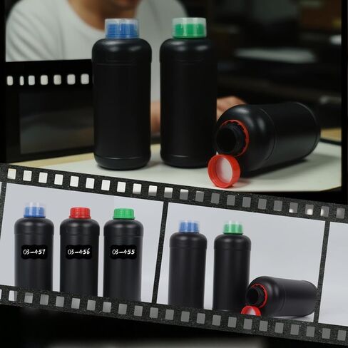 Klmnop 3 Pack 1000ml Darkroom Chemical Storage Bottles, Photographic Plastic Containers with Measuring Cups, Liquid Container for Film Photo Developing Processing(Black) in Saudi Arabia