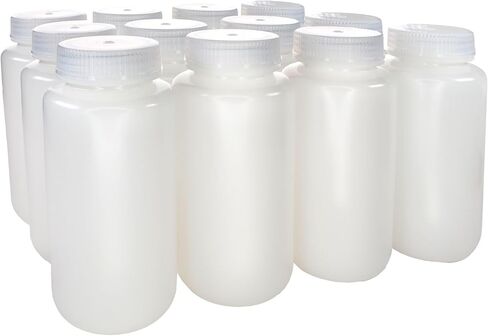Eisco -500 مل من زجاجات الكاشف العقيمة العقيمة HDPE مع أغطية البولي بروبيلين ، حزمة من 12 ، حاويات مختبر غير قابلة للاشماحة ، من -100 إلى 120 درجة مئوية in Saudi Arabia