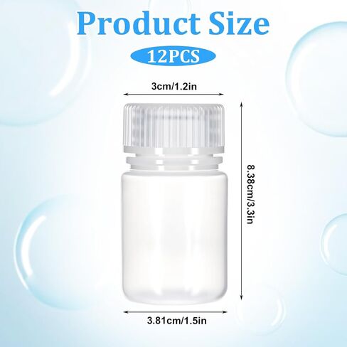 12 Pcs 1oz Plastic Sample Bottles, 30ML Plastic Bottles with Caps Wide Mouth Lab Reagent Bottle Small Pill Bottle Sealed Leak-proof Multipurpose for Laboratory Travel at Home in Saudi Arabia