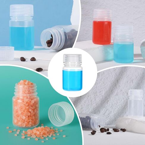 12 Pcs 1oz Plastic Sample Bottles, 30ML Plastic Bottles with Caps Wide Mouth Lab Reagent Bottle Small Pill Bottle Sealed Leak-proof Multipurpose for Laboratory Travel at Home in Saudi Arabia