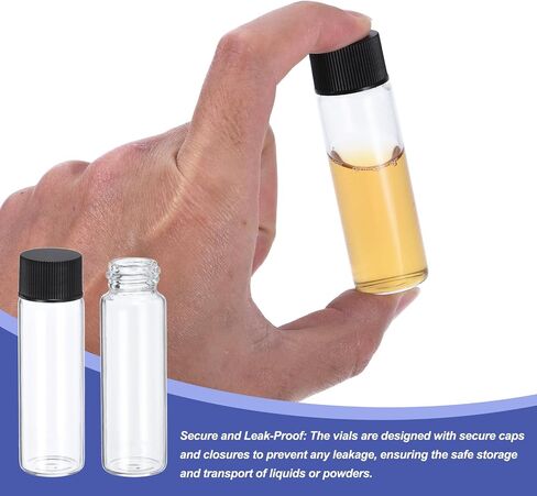 Patikil 20ml قوارير زجاجية واضحة ، 8 حزمة قارورة عينة مع زجاجة وسائط كاشف كاشف المسمار مع قارورة زجاجية سائلة مقاومة للتسرب للمختبر لمختبر المختبر in Saudi Arabia