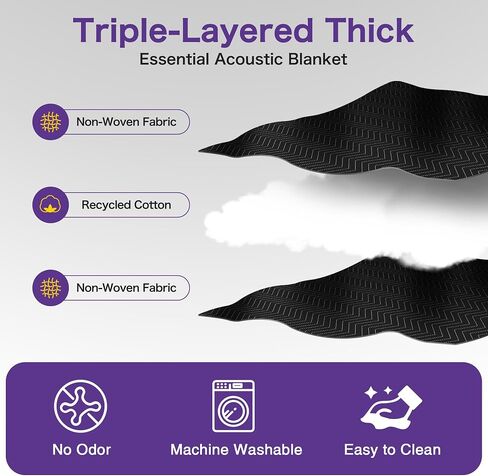 بطانية إضافية كبيرة من رطوبة الصوت ، 96 "× 80" لوحة بطانية استوديو امتصاص الصوت مع الحلقات لتعليق الجدار ، إلغاء الضوضاء ستارة صوتية/مانع إضاءة/مكافحة الصوت. in Kuwait