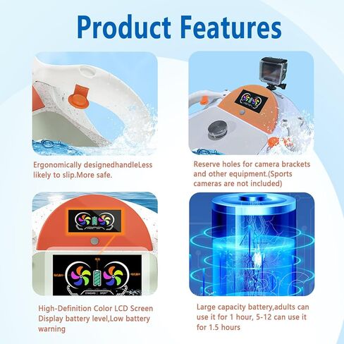 Electric Surfboard, High-Speed Jet Surfboard Smart Somatosensory Surfing Board Swimming Aids,Fits Adults,220V Camera Mount, Lightweight ABS Sea Scooter in Kuwait