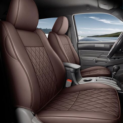 Coverado Tacoma Seat Covers Full Set, Faux Leather Seat Covers Custom Fit for 2005-2023 Toyota Tacoma Double/Crew Cab Base Prerunner SR5 Limited TRD Sport Interior Covers (Gray) in Kuwait