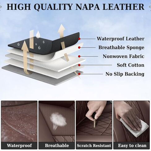 Coverado Tacoma Seat Covers Full Set, Faux Leather Seat Covers Custom Fit for 2005-2023 Toyota Tacoma Double/Crew Cab Base Prerunner SR5 Limited TRD Sport Interior Covers (Gray) in Kuwait