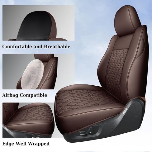 Coverado Tacoma Seat Covers Full Set, Faux Leather Seat Covers Custom Fit for 2005-2023 Toyota Tacoma Double/Crew Cab Base Prerunner SR5 Limited TRD Sport Interior Covers (Gray) in Kuwait