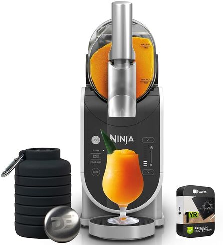 Ninja FS300 SLUSHi 72oz. Frozen Drink & Slushie Machine (Renewed) Bundle with Deco Essentials Collapsable Water Bottle BPA Free 24oz Gray/Stainless and 1 YR CPS Enhanced Protection Pack in Saudi Arabia