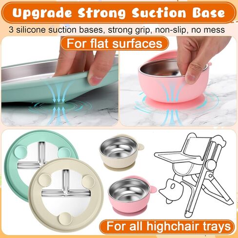 Palksky Baby Plates, Stainless Steel Toddler Plate with Suction, Kids Divided Dishes with Removable Silicone Sleeves, Non Toxic & BPA Free, Dishwasher Safe, Set of 2 in Saudi Arabia