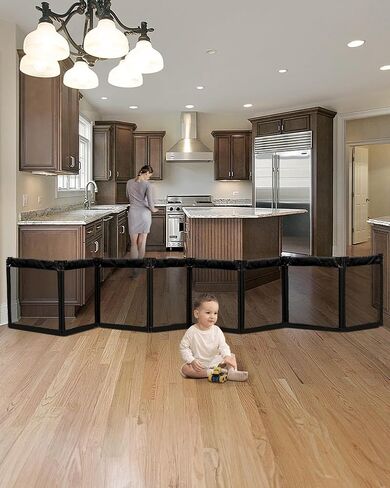 Extra Wide Baby Gate Playpen with Heat-Resistant Mesh,6 Panel Foldable Baby Fence,Indoor/Outdoor Safety Barrier,Dog Playpen & Fireplace Gate in Saudi Arabia