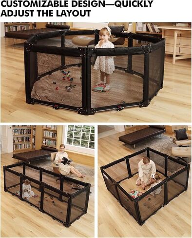 Extra Wide Baby Gate Playpen with Heat-Resistant Mesh,6 Panel Foldable Baby Fence,Indoor/Outdoor Safety Barrier,Dog Playpen & Fireplace Gate in Saudi Arabia