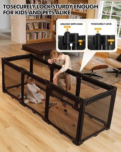 Extra Wide Baby Gate Playpen with Heat-Resistant Mesh,6 Panel Foldable Baby Fence,Indoor/Outdoor Safety Barrier,Dog Playpen & Fireplace Gate in Saudi Arabia