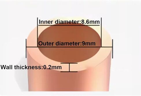 يستخدم T2 Tubper Tube لزينة البستنة في صناعة الآلات ، سمك الجدار 0.2 مم طول 500 مم ، 8.6 × 9mm in Kuwait