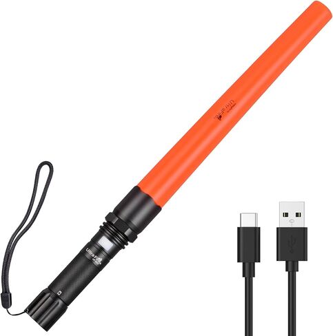 UltraFire 16 Inch 619 Lumen Traffic Wand, 3 Flashing Modes, USB-C Rechargeable Safety Flashlight for Traffic Control, Aircraft Marshaling, Car Direction (UF-805) in Saudi Arabia
