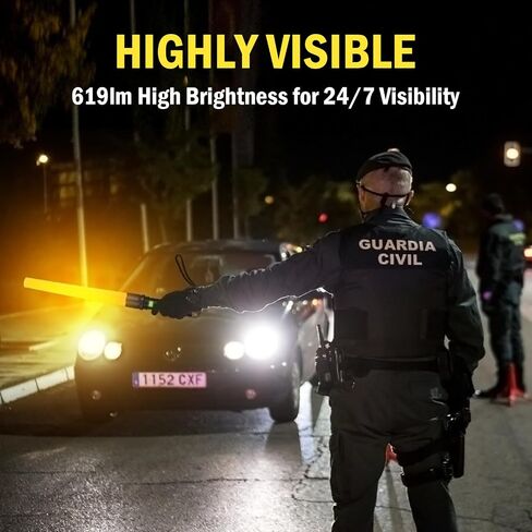 UltraFire 16 Inch 619 Lumen Traffic Wand, 3 Flashing Modes, USB-C Rechargeable Safety Flashlight for Traffic Control, Aircraft Marshaling, Car Direction (UF-805) in Saudi Arabia
