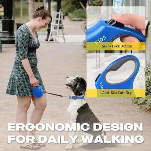 Fida Retractable Dog Leash, 16 ft Dog Walking Leash for Small Dogs up to 26 lbs, 360° Tangle Free, Black in Saudi Arabia