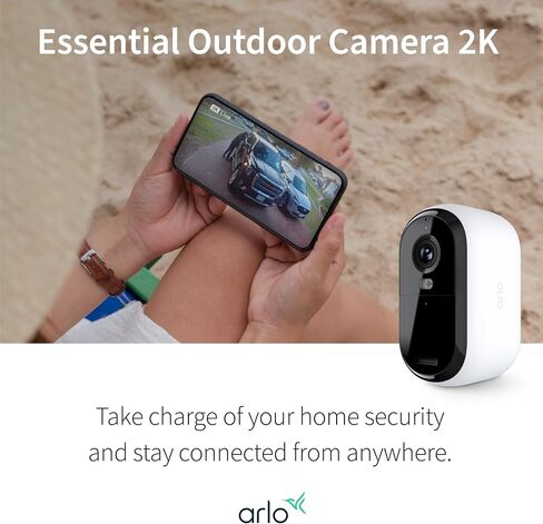 Arlo Essential 2K Security Cam (2nd Gen) – Wireless, Indoor/Outdoor, 3-Cam Set, Color Night Vision, 2-Way Audio, Motion Alerts, Spotlight – White (Renewed) in Kuwait