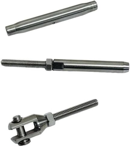 Prolinemax Marine Stainless Steel 1/4" Thread Fork & Hand Swage Stud Turnbuckle 1/8" Cable in Saudi Arabia