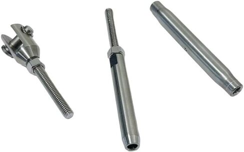 Prolinemax Marine Stainless Steel 1/4" Thread Fork & Hand Swage Stud Turnbuckle 1/8" Cable in Saudi Arabia
