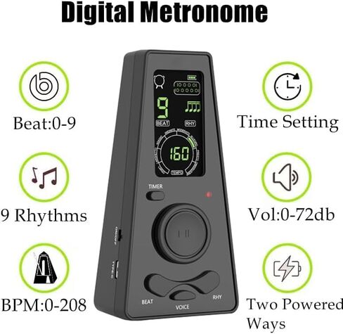 Metronome الرقمي مع جاك سماعات الرأس الصوتية لبيانو غيتار طبل الكمان (أسود) in Kuwait