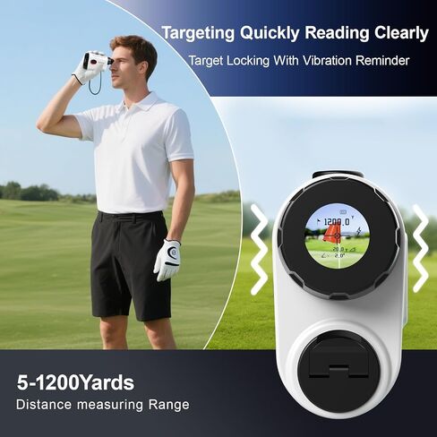 Vipnew Golf Rangefinder with Slope Switch&Magnetic Strip&Flag Locking Vibraition|7X Magnification|1200Yards Range|800mAh Portable Battery|for Distance&Speed&Continue Scan Measurement|Compact|White in Saudi Arabia