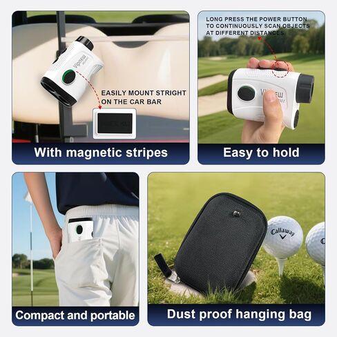 Vipnew Golf Rangefinder with Slope Switch&Magnetic Strip&Flag Locking Vibraition|7X Magnification|1200Yards Range|800mAh Portable Battery|for Distance&Speed&Continue Scan Measurement|Compact|White in Saudi Arabia