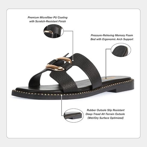 Women's Flat Sandals with Metal Chain Studs-Summer 2025 Comfortable Casual Dressy Slides in Saudi Arabia