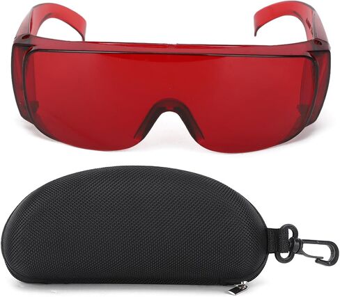 Dioche Protective goggles with 405, 1064nm Wavelength Filter Red Blue Light, two Colors Case, for Engraving Operation, Independent Glasses Case (Red) in Saudi Arabia