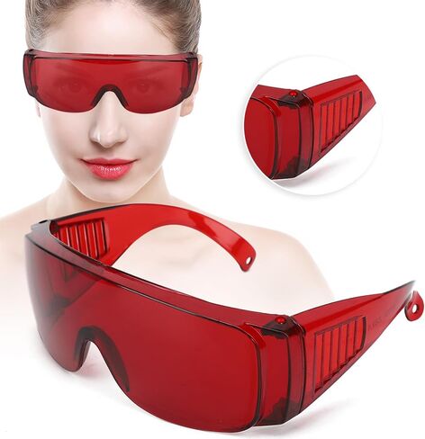 Dioche Protective goggles with 405, 1064nm Wavelength Filter Red Blue Light, two Colors Case, for Engraving Operation, Independent Glasses Case (Red) in Saudi Arabia