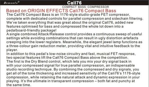 Demonfx CALL76 Compact FET Bass Compressor Fast US Ship in Kuwait