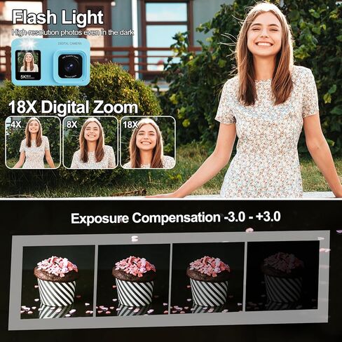 Upgraded 5K Dual Screen Digital Camera,80MP Vlog Photography Camera for YouTube,Campus,Travel,Compact Point & Shoot Camera for Teens & Beginners with Autofocus,18x Zoom,Anti-Shake,Pink in Kuwait